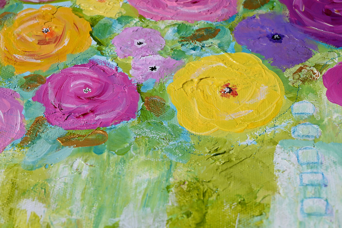 Garden Memories – Original Abstract Floral Painting | Modern Wall Art (16x20)