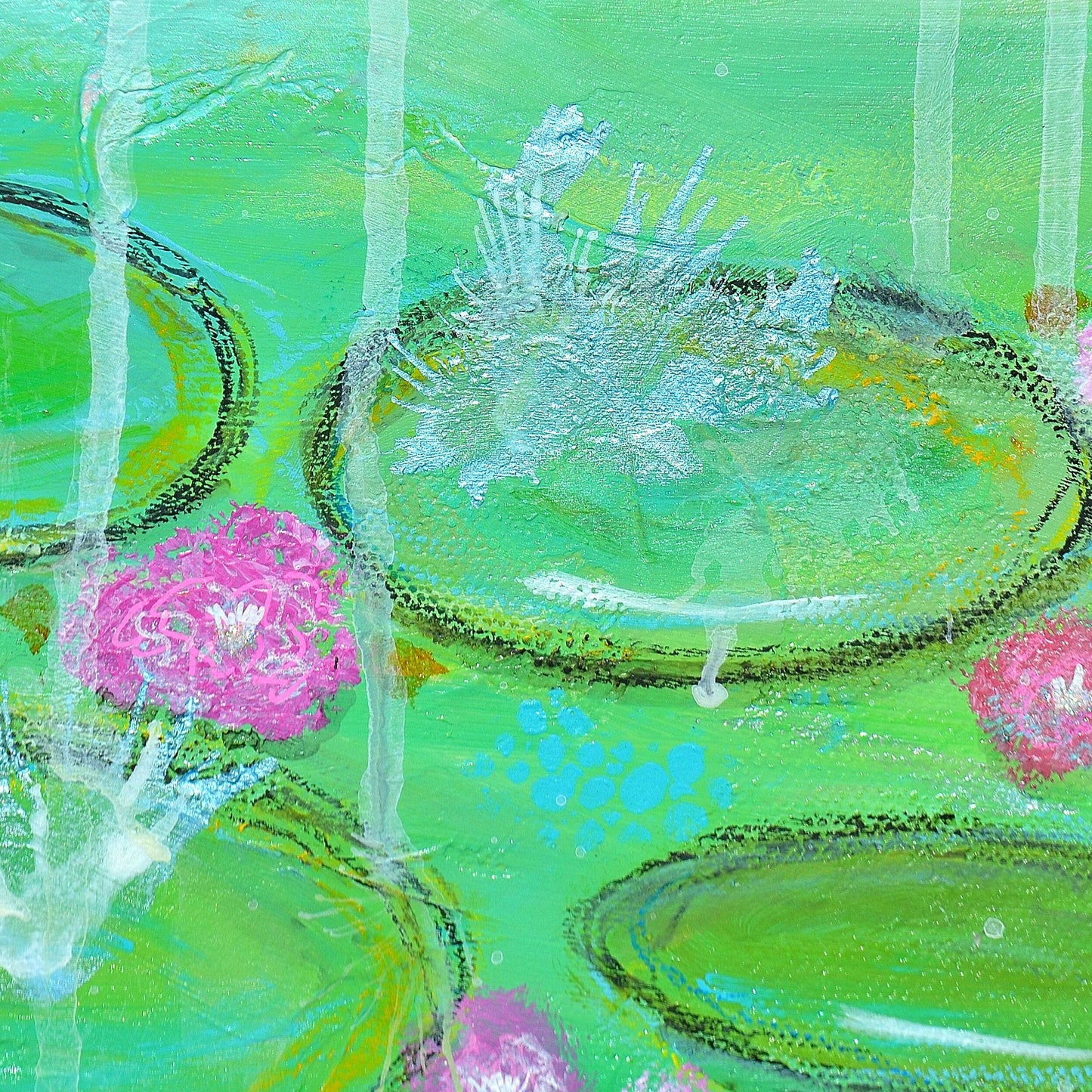 A Walk in Monet’s Garden Original Abstract Painting | Large Blue Green Textured Wall Art 18x24