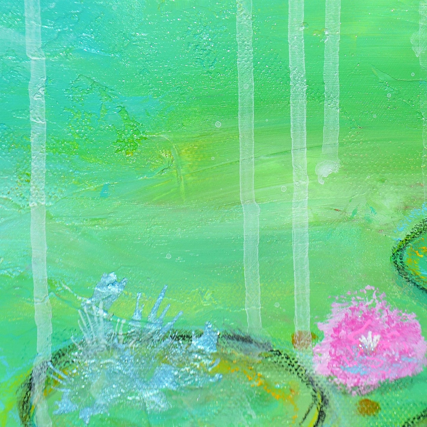 A Walk in Monet’s Garden Original Abstract Painting | Large Blue Green Textured Wall Art 18x24