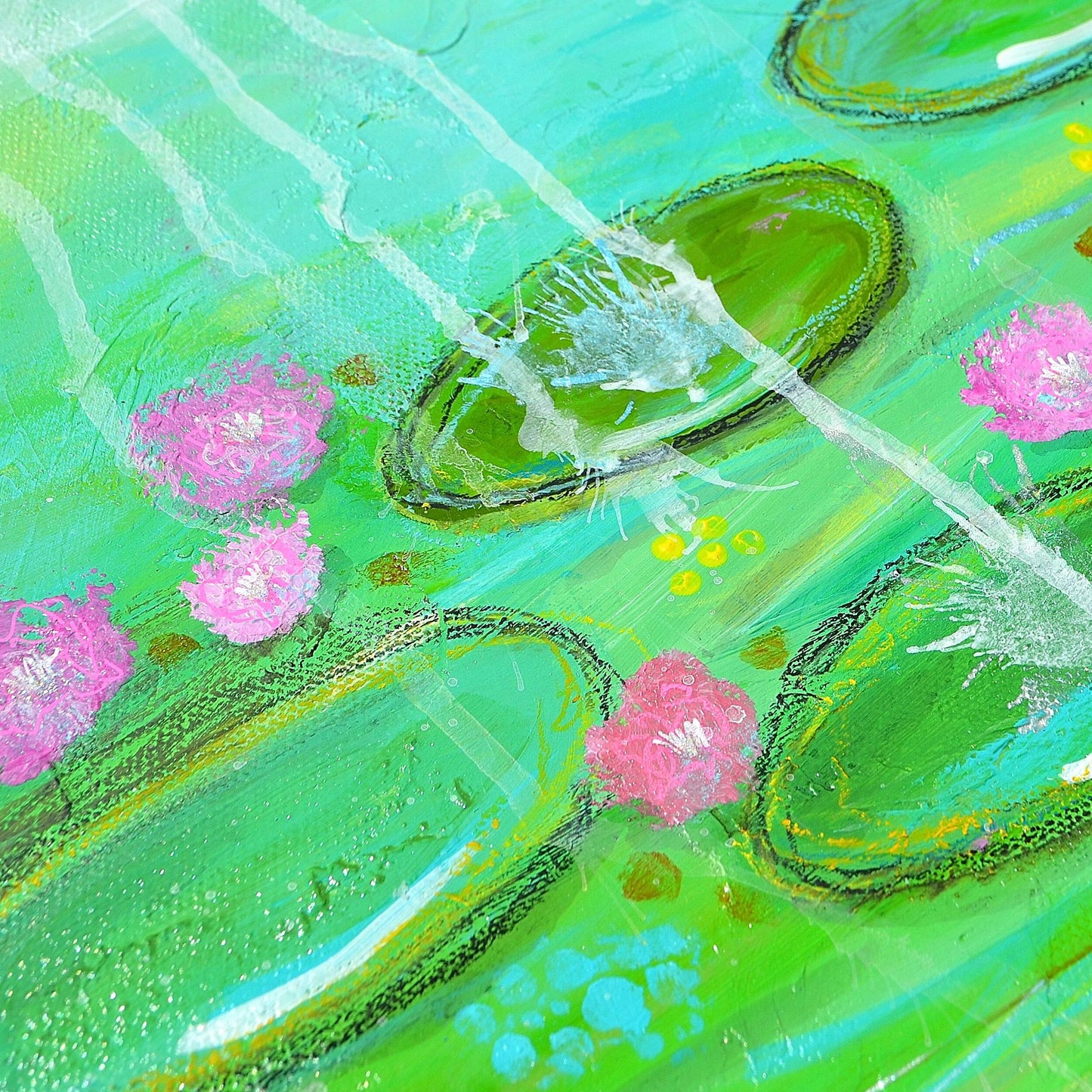 A Walk in Monet’s Garden Original Abstract Painting | Large Blue Green Textured Wall Art 18x24