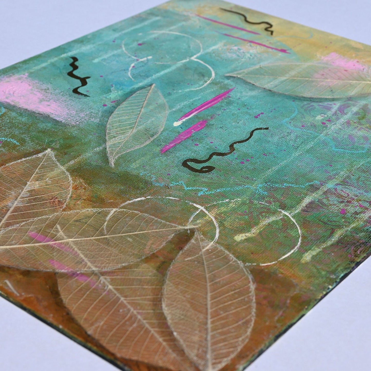 Rustic Charm Original Framed Abstract Painting | 11x14 Mixed Media Wall Art with Gold Accents