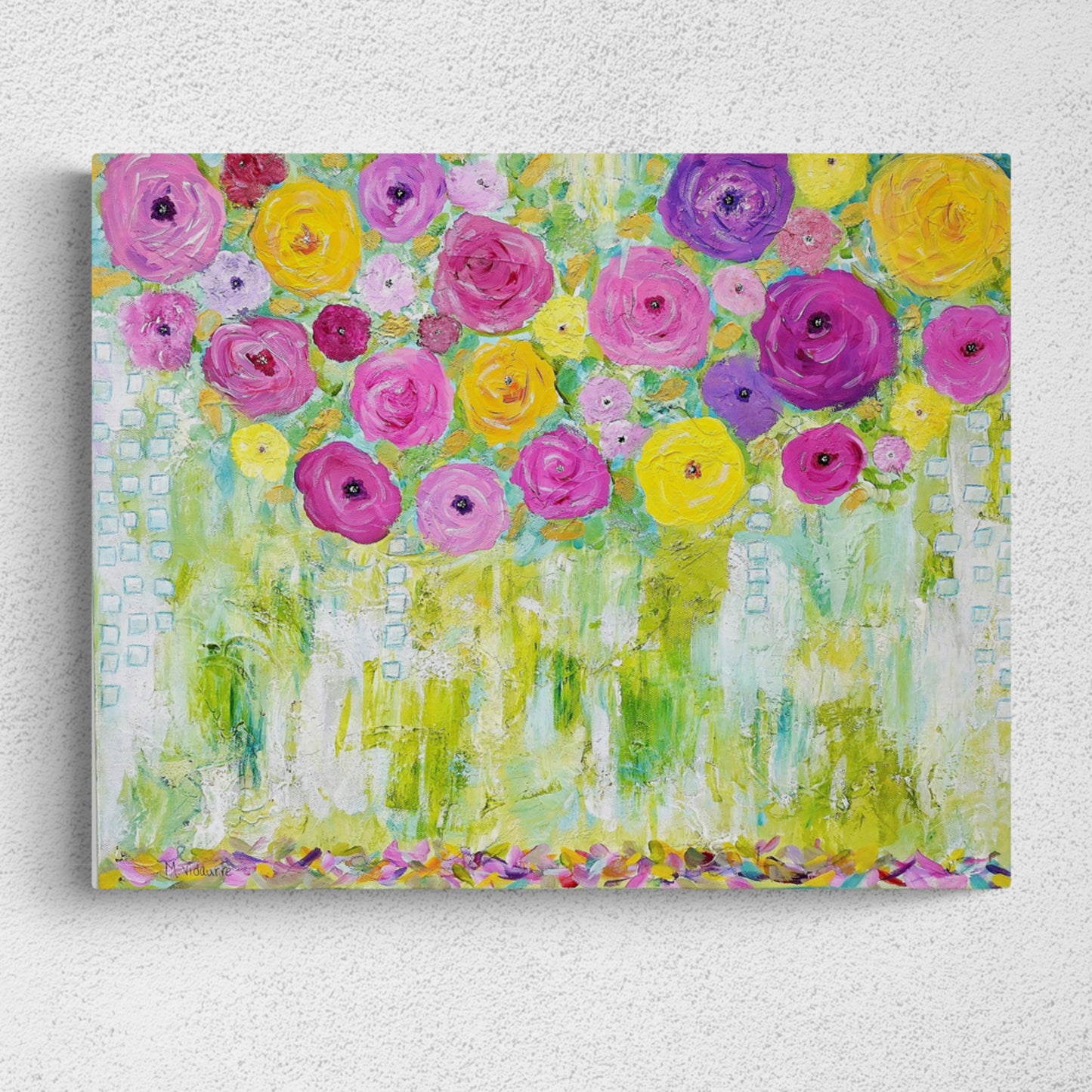 Garden Memories – Original Abstract Floral Painting | Modern Wall Art (16x20)