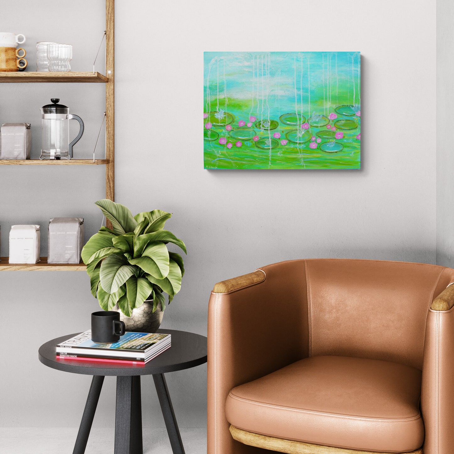 A Walk in Monet’s Garden Original Abstract Painting | Large Blue Green Textured Wall Art 18x24
