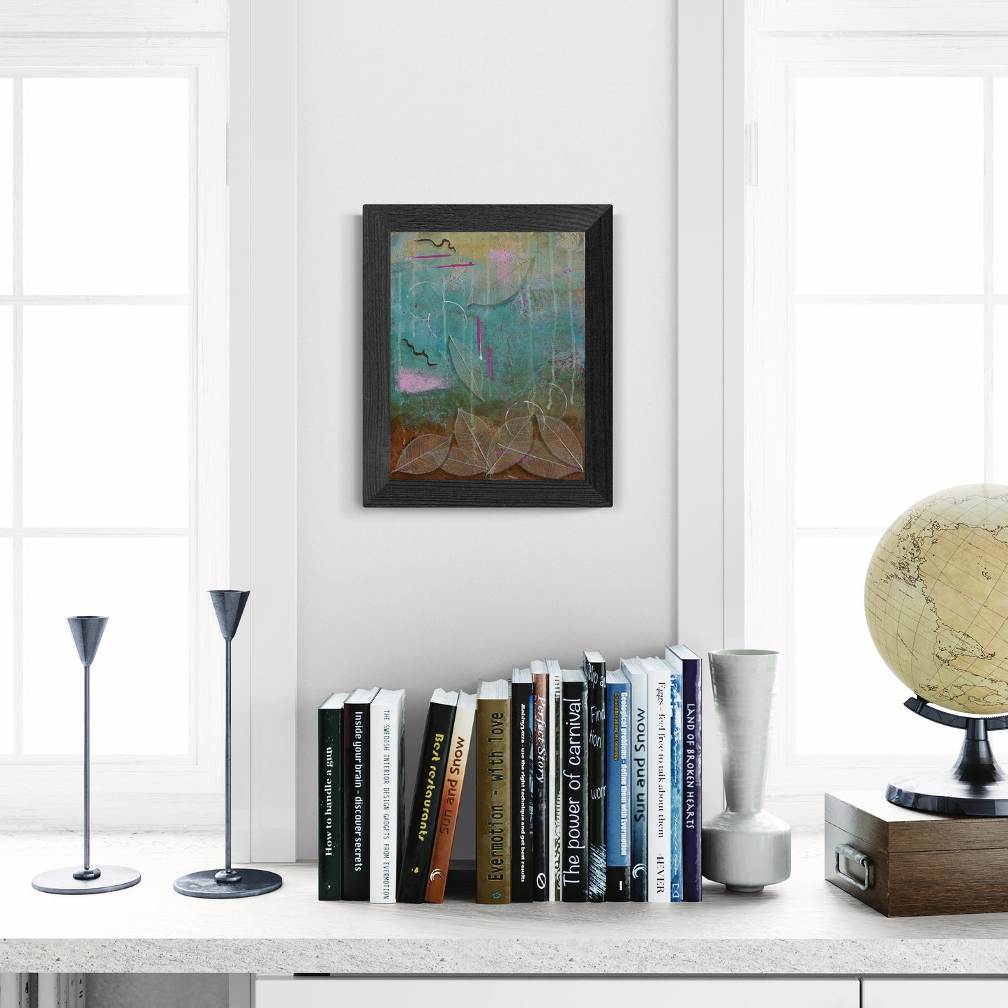 Rustic Charm Original Framed Abstract Painting | 11x14 Mixed Media Wall Art with Gold Accents