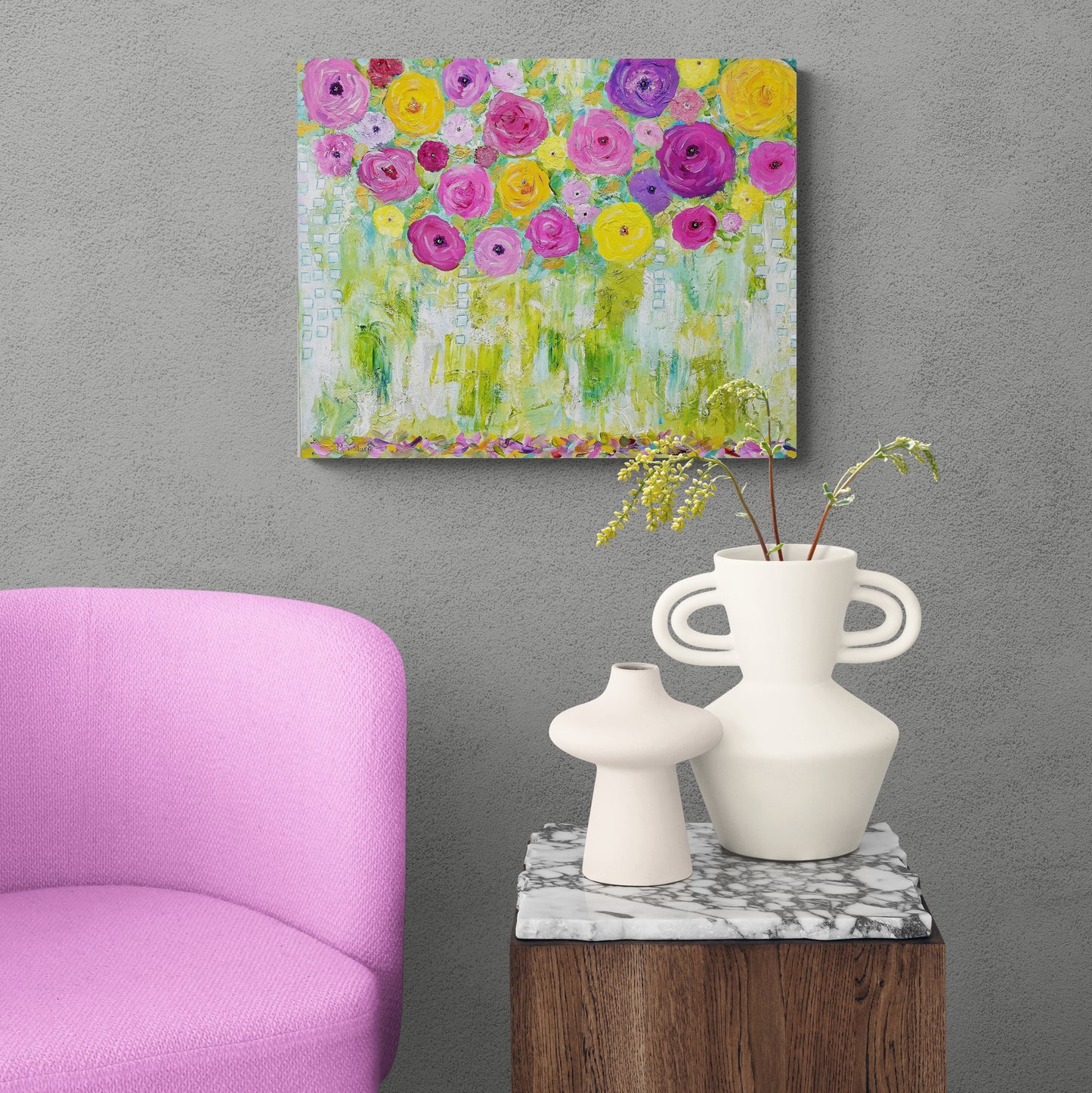 Garden Memories – Original Abstract Floral Painting | Modern Wall Art (16x20)