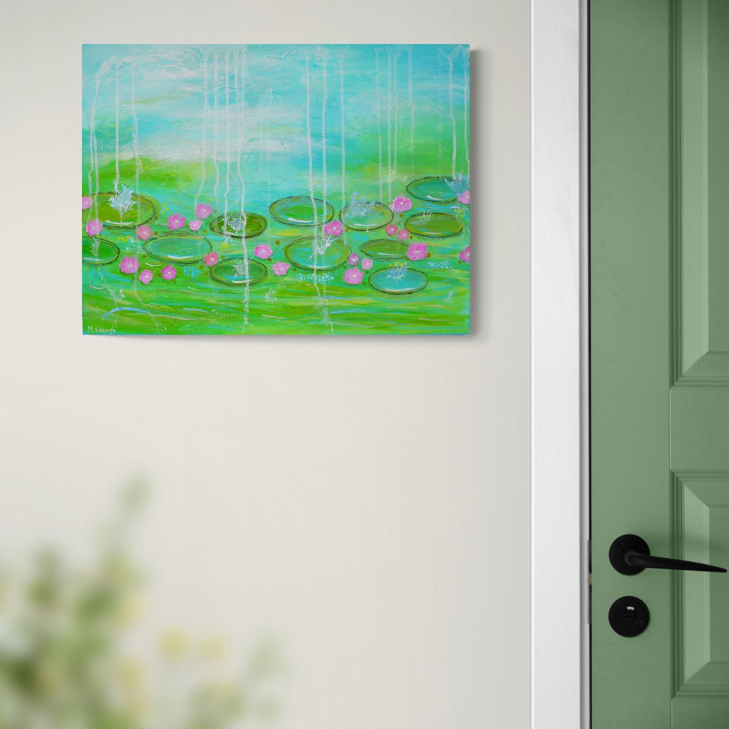 A Walk in Monet’s Garden Original Abstract Painting | Large Blue Green Textured Wall Art 18x24