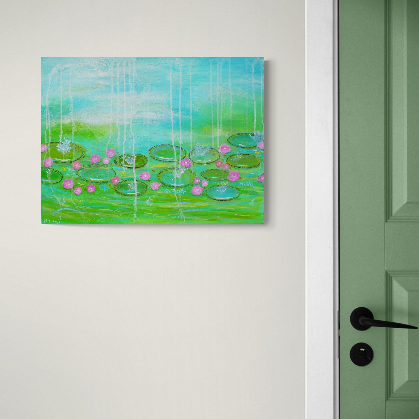 A Walk in Monet’s Garden Original Abstract Painting | Large Blue Green Textured Wall Art 18x24