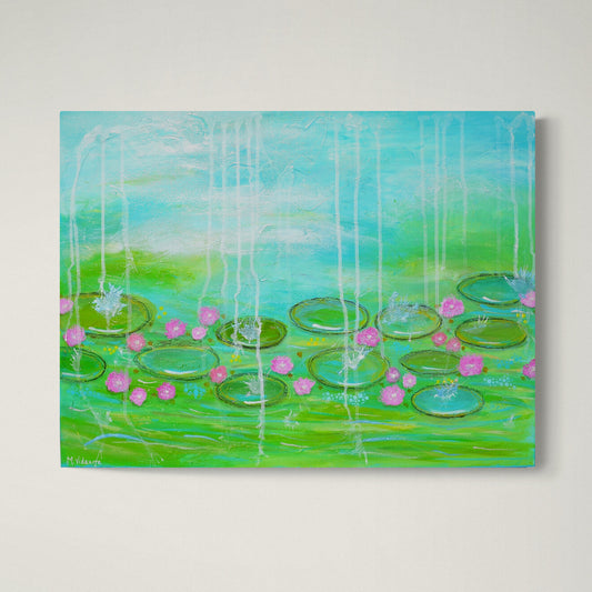 A Walk in Monet’s Garden Original Abstract Painting | Large Blue Green Textured Wall Art 18x24
