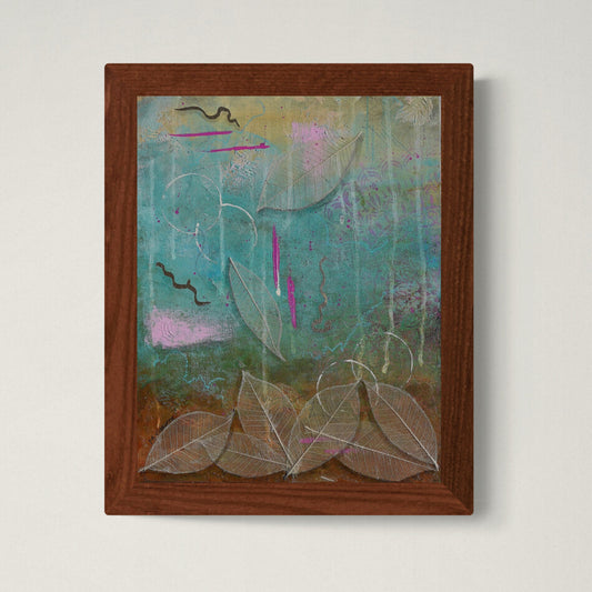 Rustic Charm Original Framed Abstract Painting | 11x14 Mixed Media Wall Art with Gold Accents