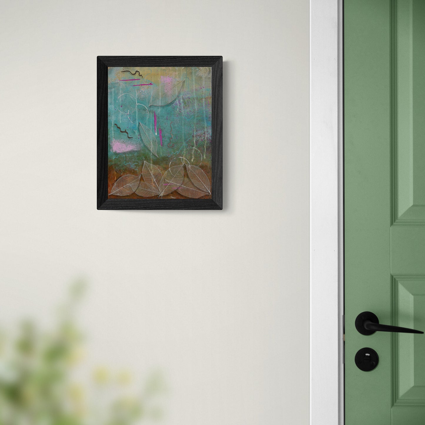 Rustic Charm Original Framed Abstract Painting | 11x14 Mixed Media Wall Art with Gold Accents