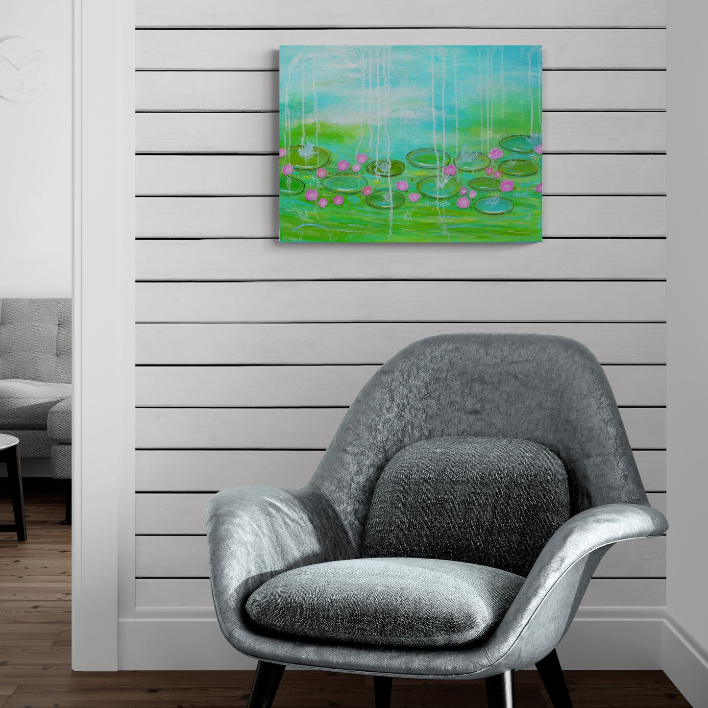 A Walk in Monet’s Garden Original Abstract Painting | Large Blue Green Textured Wall Art 18x24