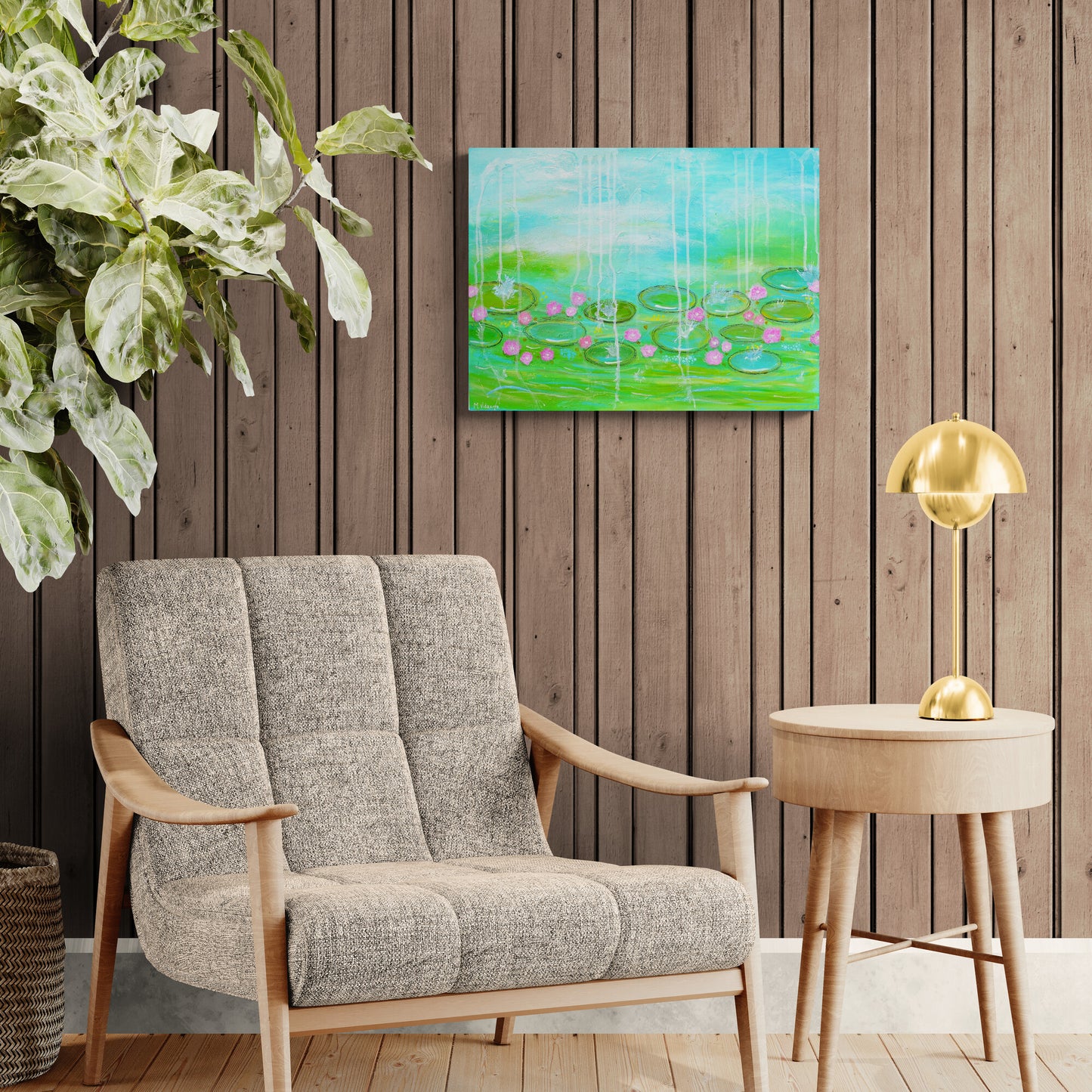 A Walk in Monet’s Garden Original Abstract Painting | Large Blue Green Textured Wall Art 18x24