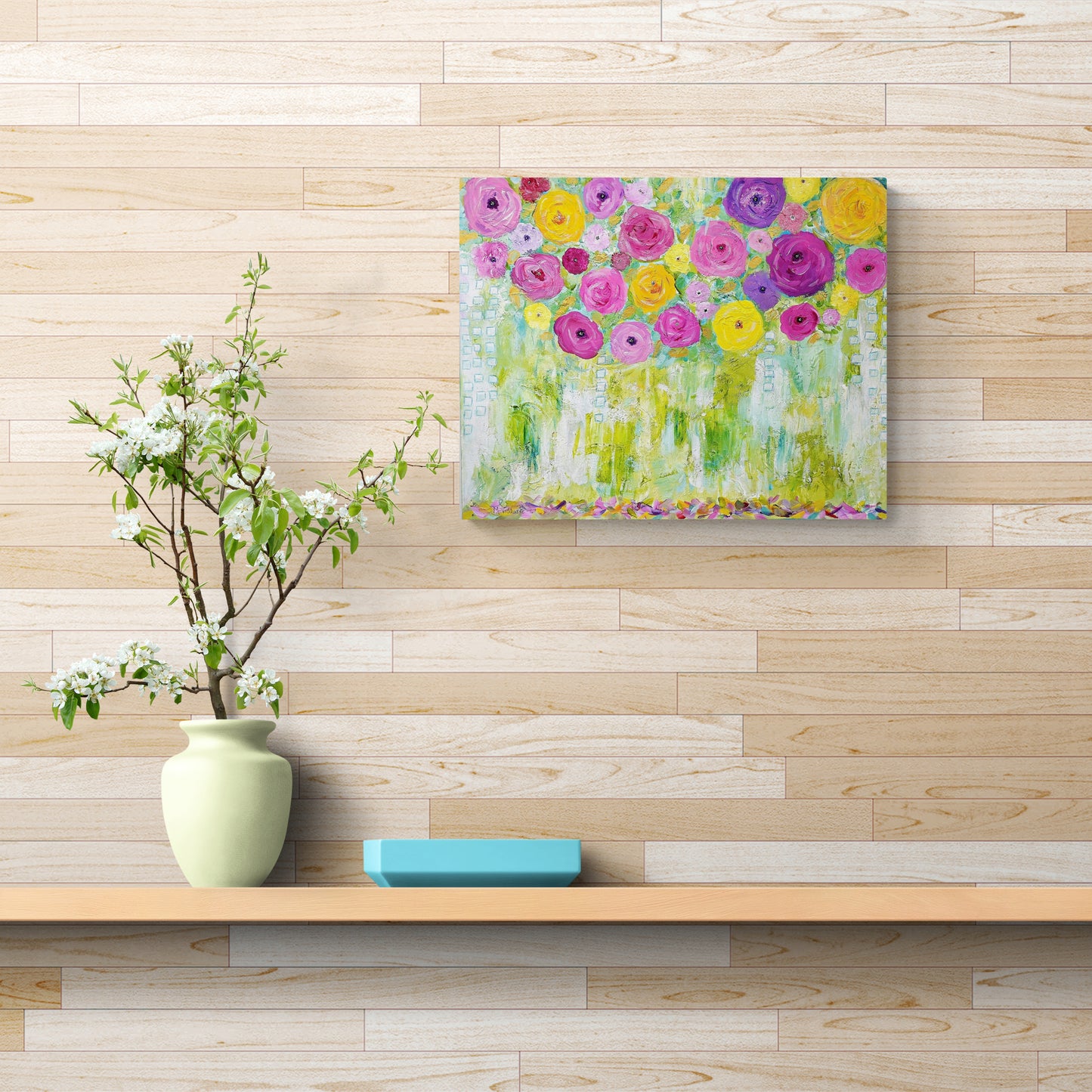 Garden Memories – Original Abstract Floral Painting | Modern Wall Art (16x20)