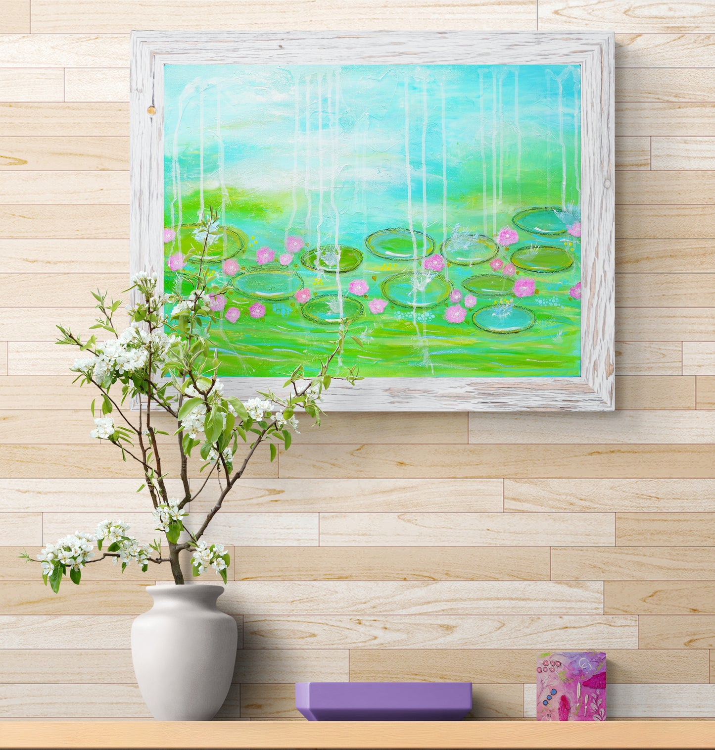 A Walk in Monet’s Garden Original Abstract Painting | Large Blue Green Textured Wall Art 18x24