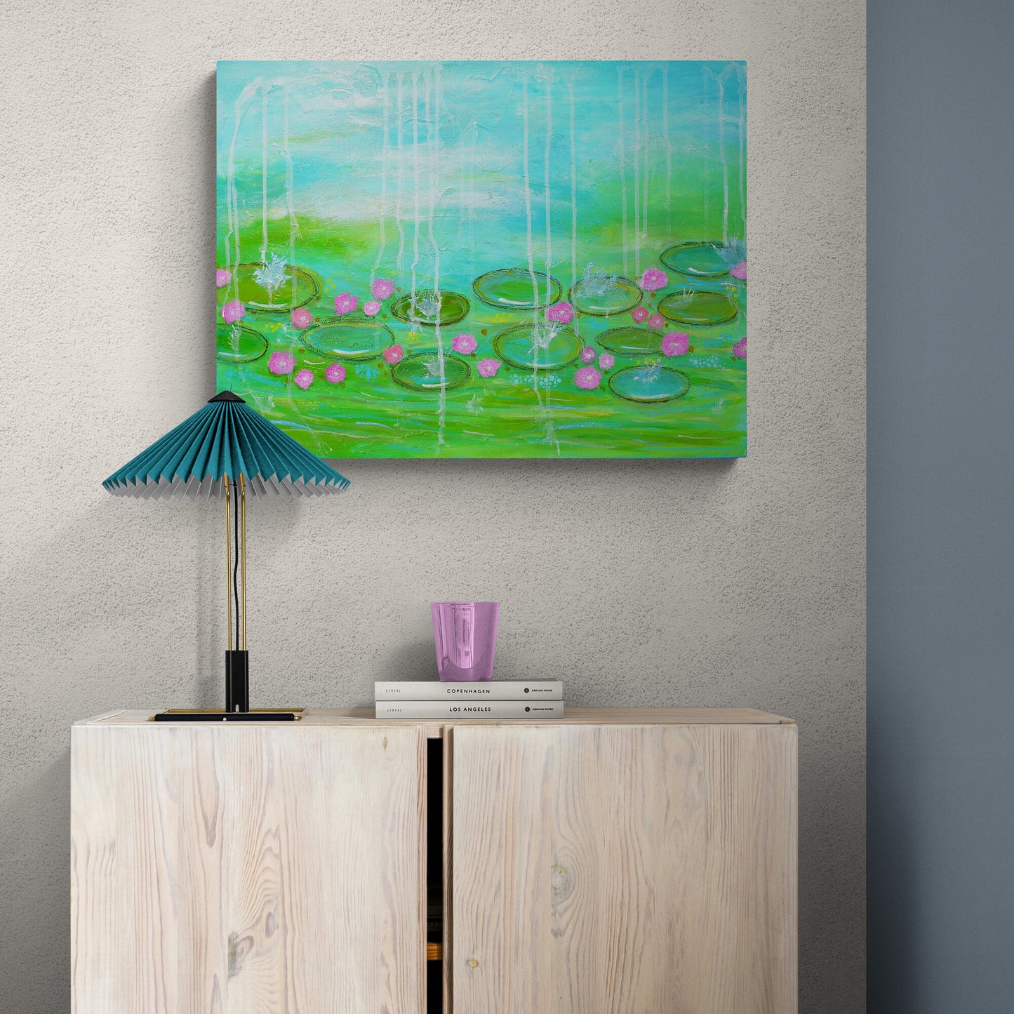 A Walk in Monet’s Garden Original Abstract Painting | Large Blue Green Textured Wall Art 18x24