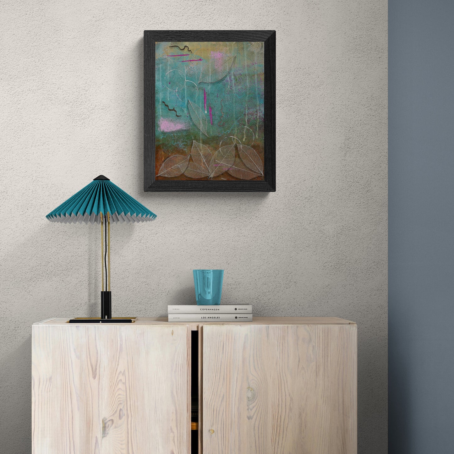 Rustic Charm Original Framed Abstract Painting | 11x14 Mixed Media Wall Art with Gold Accents
