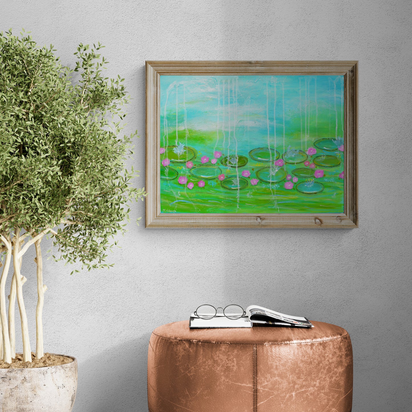 A Walk in Monet’s Garden Original Abstract Painting | Large Blue Green Textured Wall Art 18x24